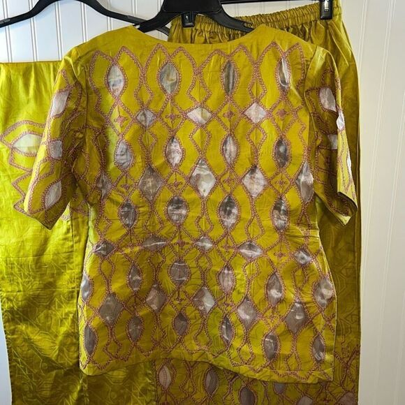 Rakus Fashion Skirt Suit With Scarf Women’s Size Medium Embroidered Sheer Button - Picture 4 of 7